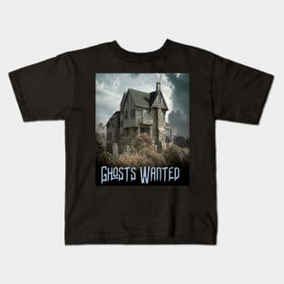 Ghost Wanted Haunted House Funny Halloween Design Kids T-Shirt